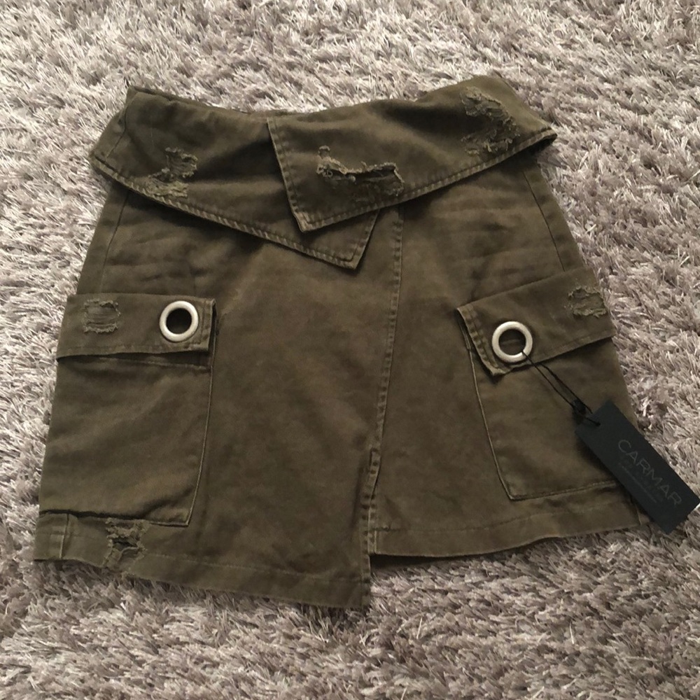 Carmar Army green fold over skirt